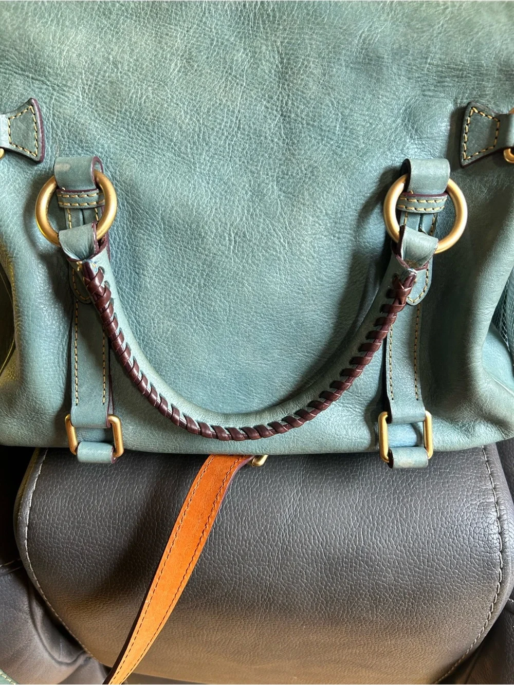 Dooney & Bourke Aqua Leather Shoulder Bag